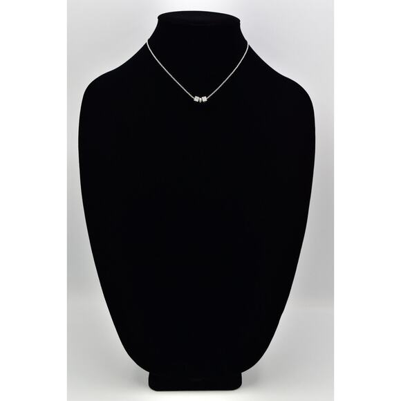 Christian Dior Vintage Block Logo Necklace Pendant Charm CD Silver Signed BinBJ - Picture 4 of 12